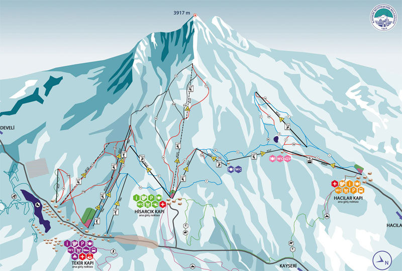 План-схема трасс горнолыжного центра Эрджиес