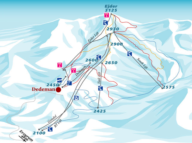 План-схема трасс горнолыжного центра Паландокен