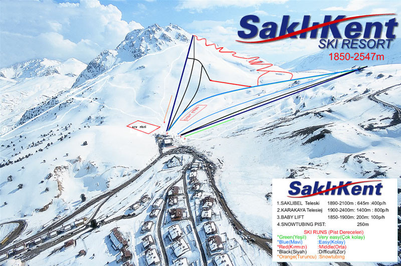 План-схема трасс горнолыжного центра Сакликент